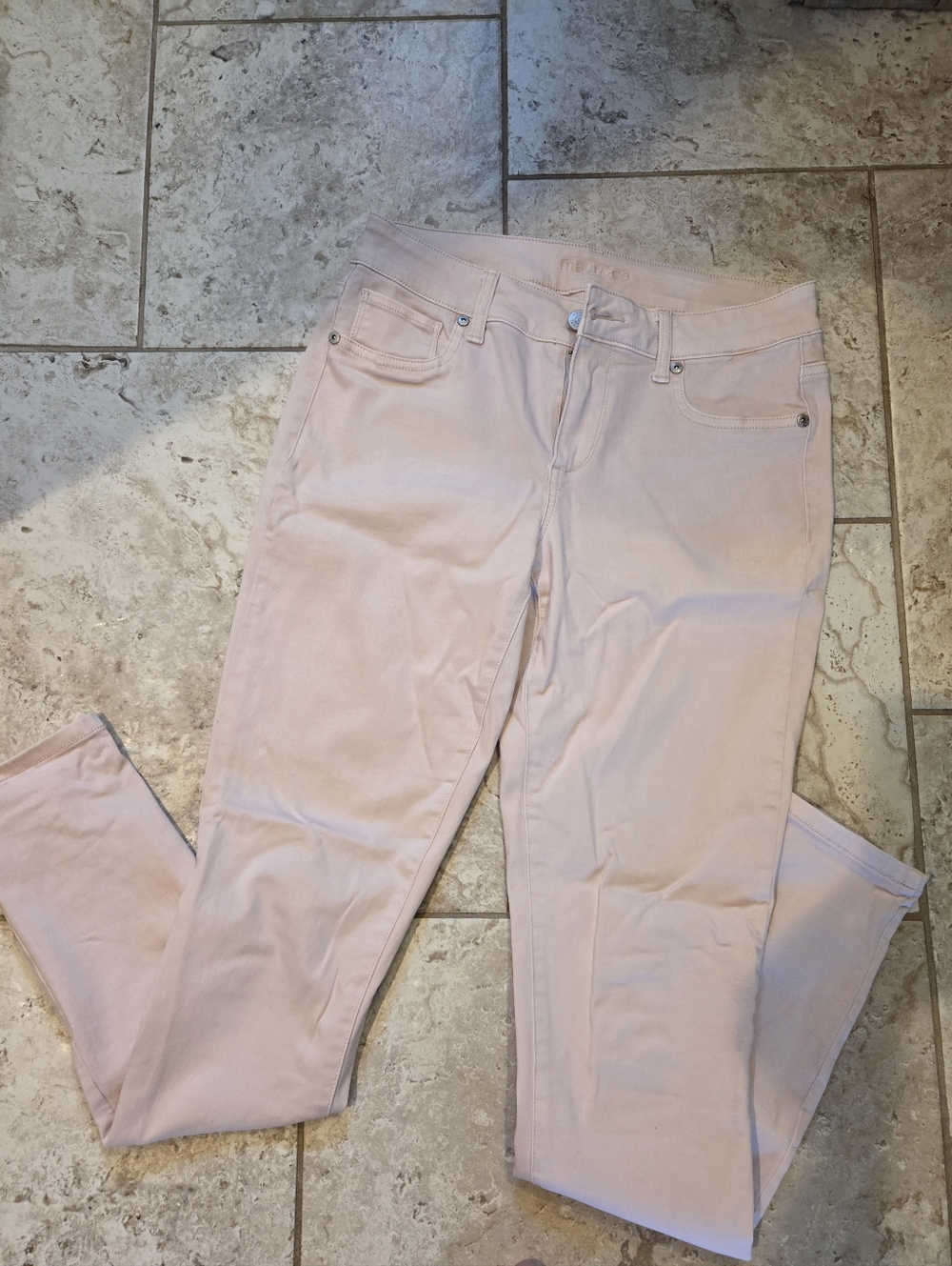 Light Pink Long Slim Straight Jeans